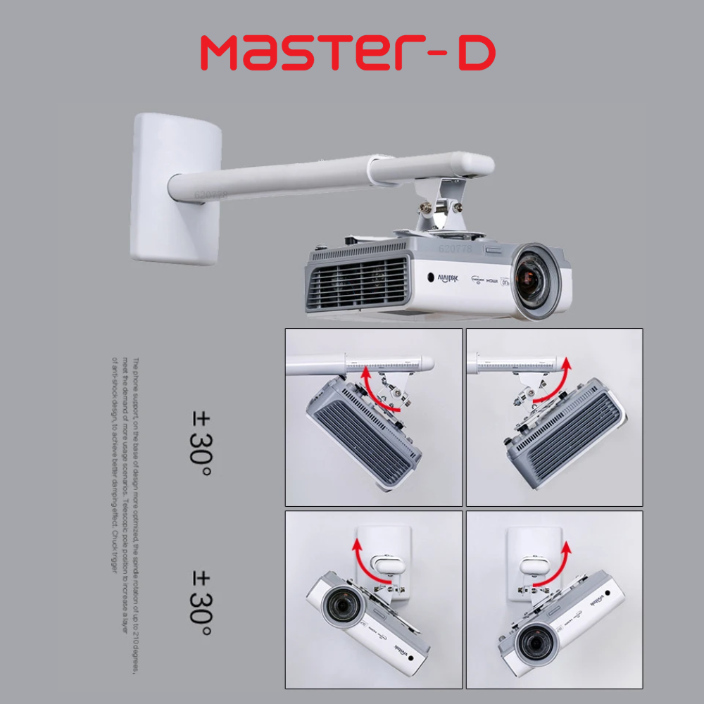 Master-D Universal Projector Wall Mount 360° Swivel, Adjustable Arm ...
